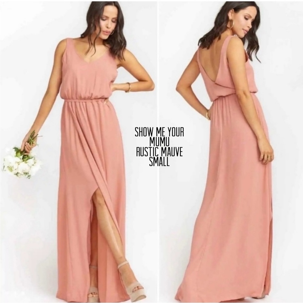 Show me Your MuMu Rustic Mauve maxi chiffon dress sleeveless style Kendall Sz S